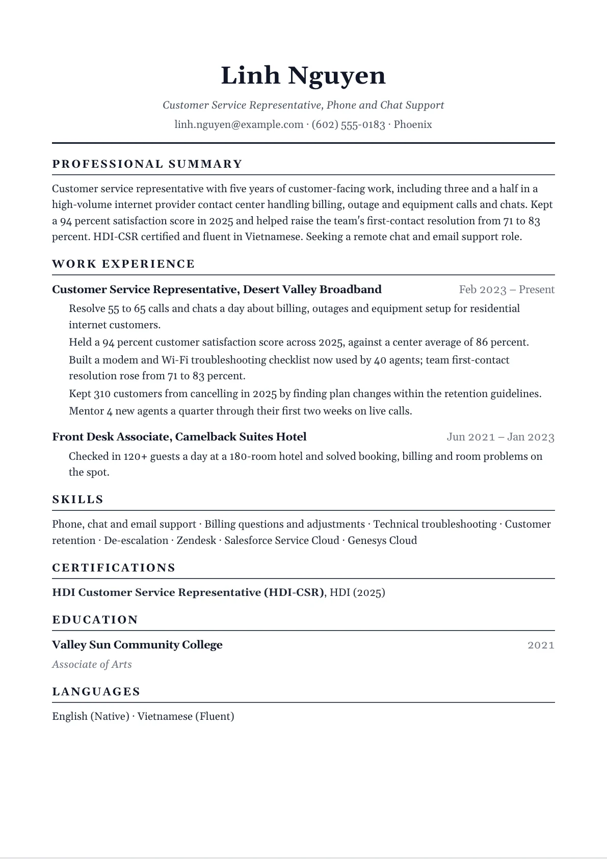Customer Service Resume example