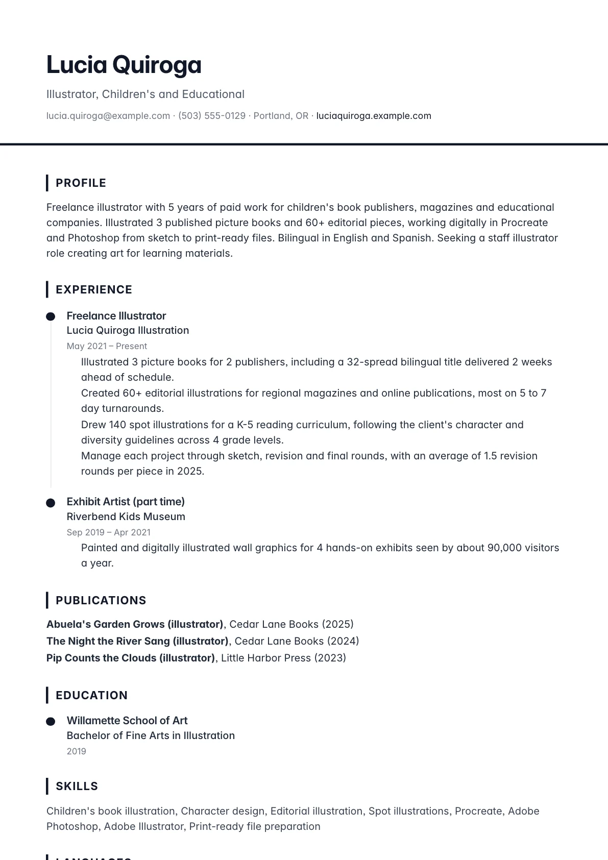 Illustrator resume example