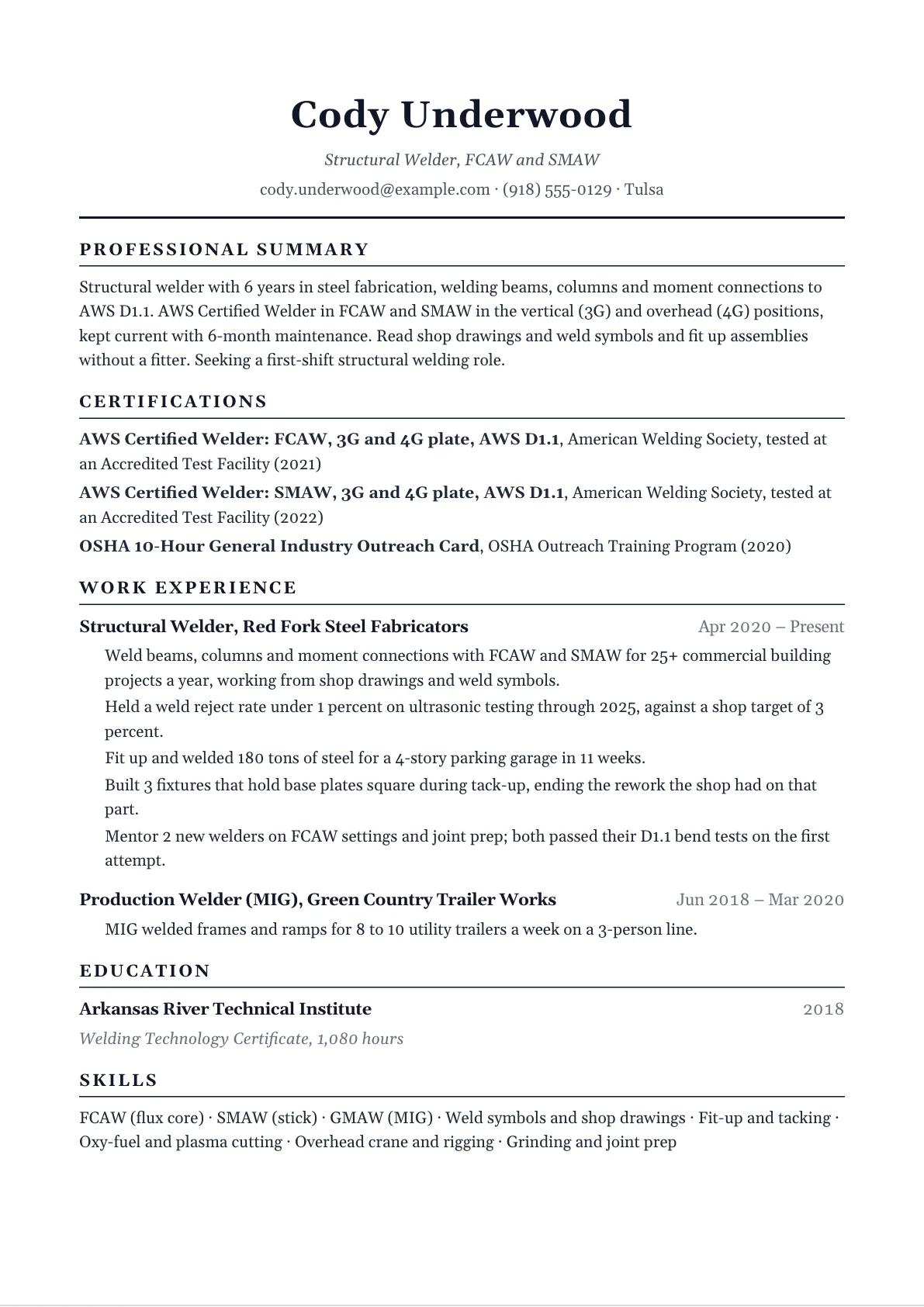Welder Resume example